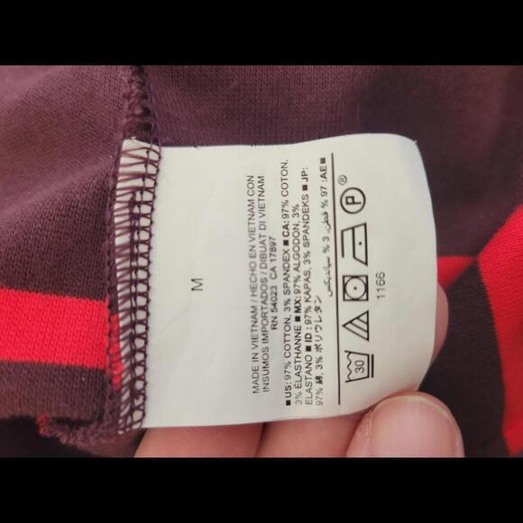 Old Navy Maternity Medium burgundy & red stripe midi dress - Picture 4 of 5